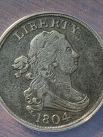 1804 Crosslet 4 With Stems Draped Bust Half Cent