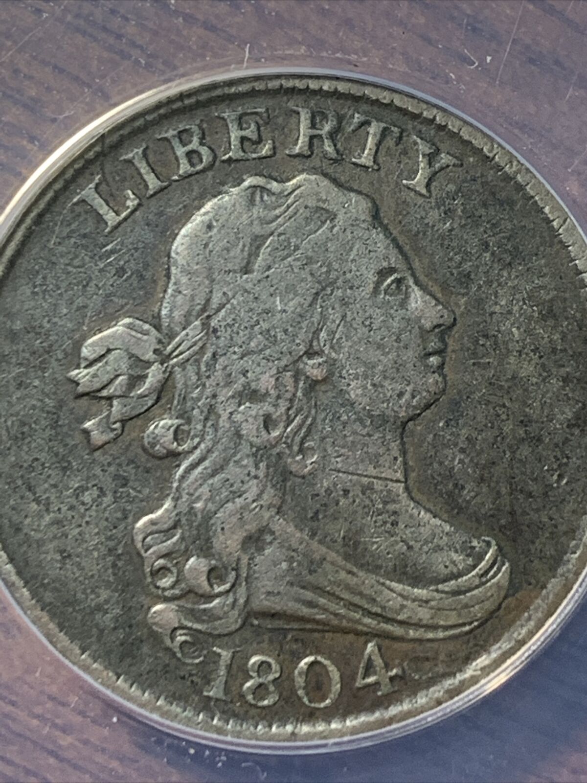 1804 Crosslet 4 With Stems Draped Bust Half Cent