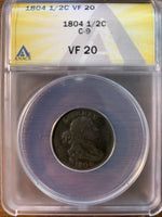1804 Crosslet 4 With Stems Draped Bust Half Cent