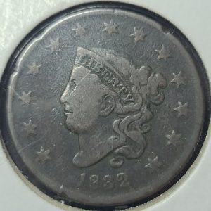 Close up of an 1832 large cent obverse 