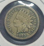1863 Indian Head penny coin in a protective case