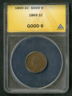 Coin in a protective case with grading label