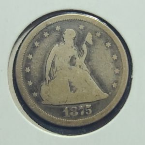 1875 coin with a detailed design on a white background