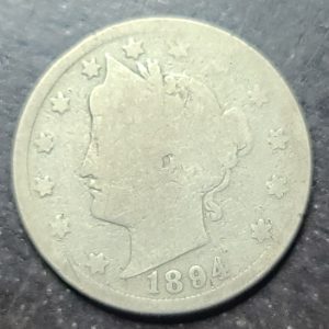 Close up of a 1894 liberty nickel 