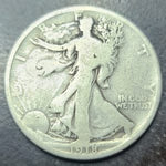A close up of a 1918-d walking liberty half dollar 